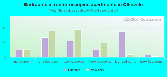 Bedrooms in renter-occupied apartments in Ollinville