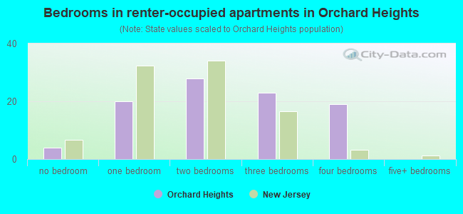 Bedrooms in renter-occupied apartments in Orchard Heights
