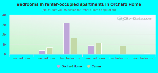 Bedrooms in renter-occupied apartments in Orchard Home