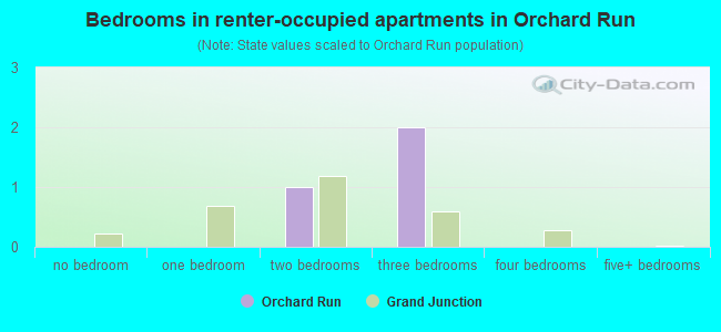 Bedrooms in renter-occupied apartments in Orchard Run