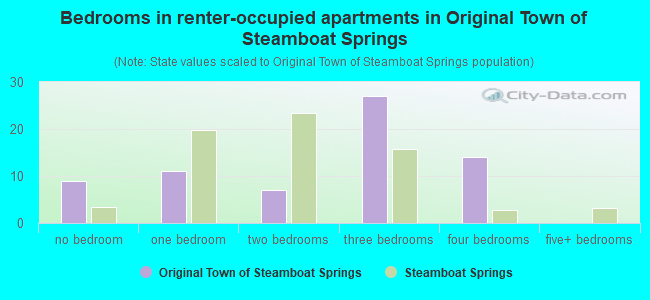 Bedrooms in renter-occupied apartments in Original Town of Steamboat Springs