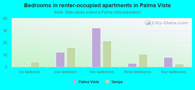Bedrooms in renter-occupied apartments in Palma Vista
