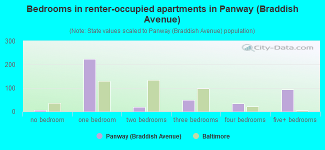 Bedrooms in renter-occupied apartments in Panway (Braddish Avenue)