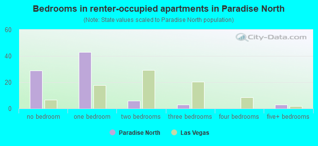 Bedrooms in renter-occupied apartments in Paradise North