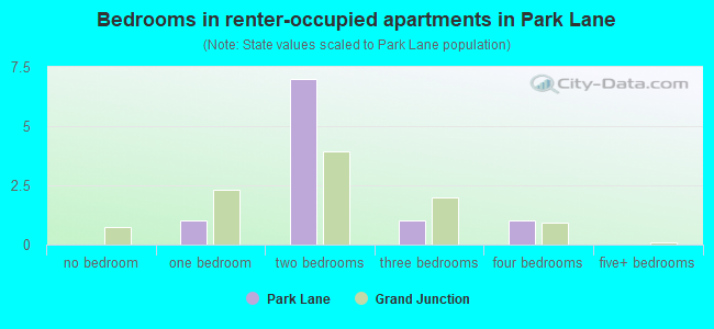 Bedrooms in renter-occupied apartments in Park Lane