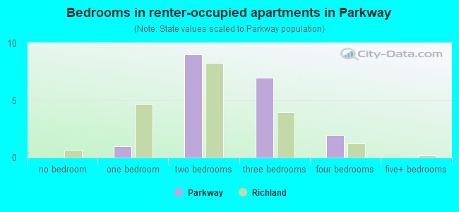 Bedrooms in renter-occupied apartments in Parkway