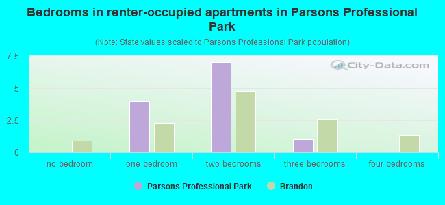 Bedrooms in renter-occupied apartments in Parsons Professional Park