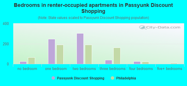 Bedrooms in renter-occupied apartments in Passyunk Discount Shopping