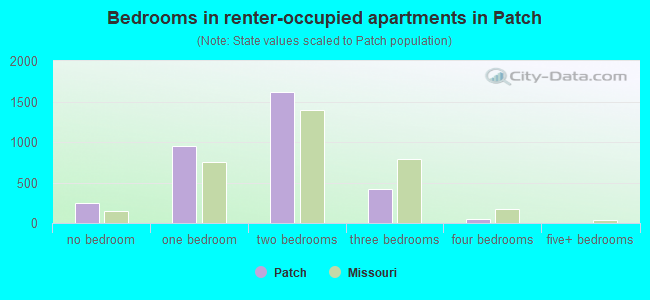 Bedrooms in renter-occupied apartments in Patch