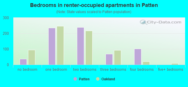 Bedrooms in renter-occupied apartments in Patten