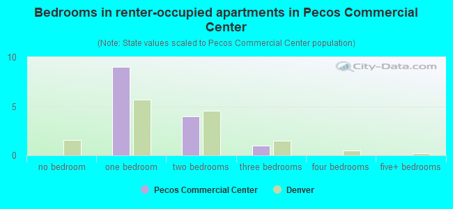 Bedrooms in renter-occupied apartments in Pecos Commercial Center