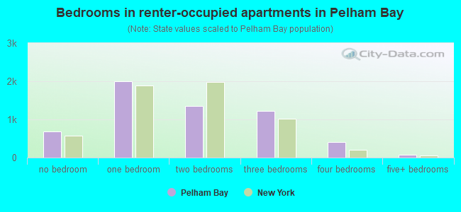Bedrooms in renter-occupied apartments in Pelham Bay