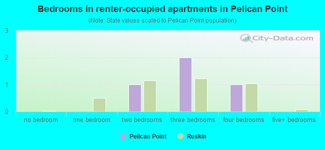 Bedrooms in renter-occupied apartments in Pelican Point