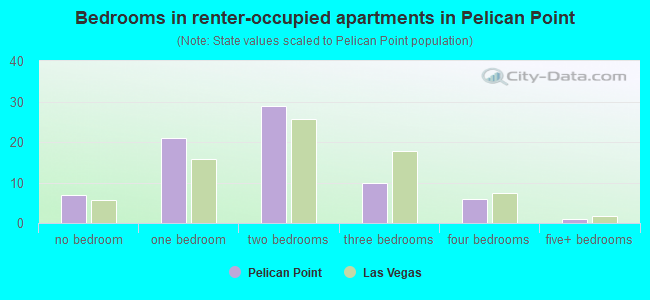 Bedrooms in renter-occupied apartments in Pelican Point