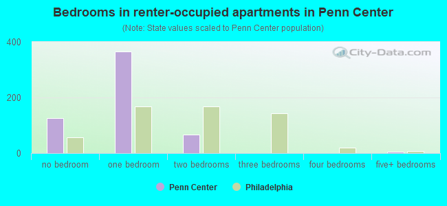 Bedrooms in renter-occupied apartments in Penn Center
