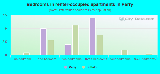 Bedrooms in renter-occupied apartments in Perry