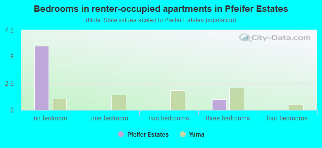 Bedrooms in renter-occupied apartments in Pfeifer Estates