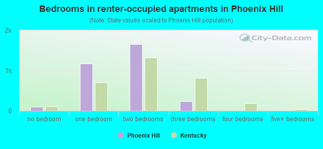 Bedrooms in renter-occupied apartments in Phoenix Hill