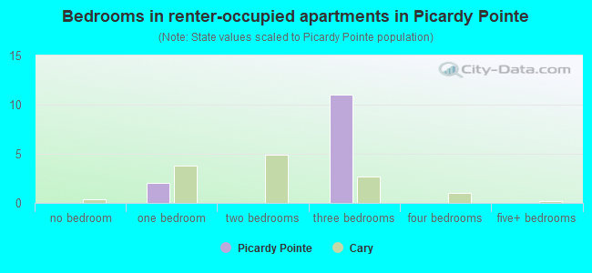Bedrooms in renter-occupied apartments in Picardy Pointe