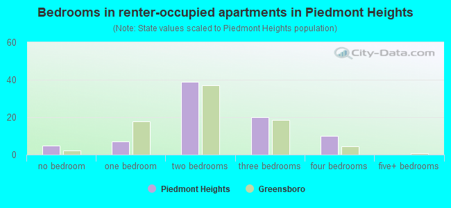 Bedrooms in renter-occupied apartments in Piedmont Heights