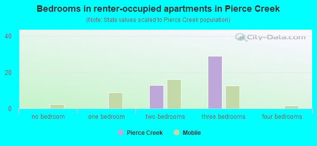 Bedrooms in renter-occupied apartments in Pierce Creek