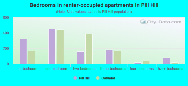 Bedrooms in renter-occupied apartments in Pill Hill