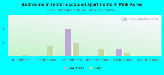 Bedrooms in renter-occupied apartments in Pink Acres