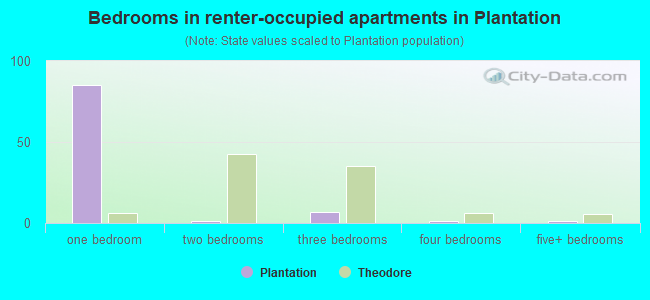 Bedrooms in renter-occupied apartments in Plantation