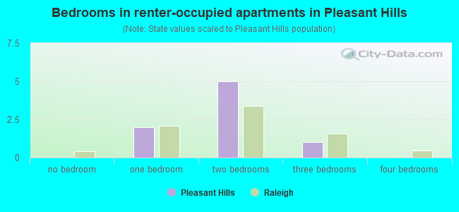 Bedrooms in renter-occupied apartments in Pleasant Hills