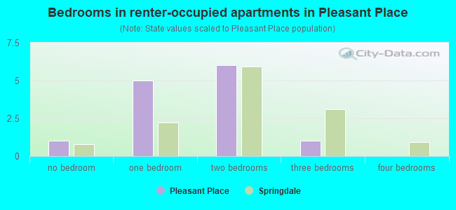 Bedrooms in renter-occupied apartments in Pleasant Place