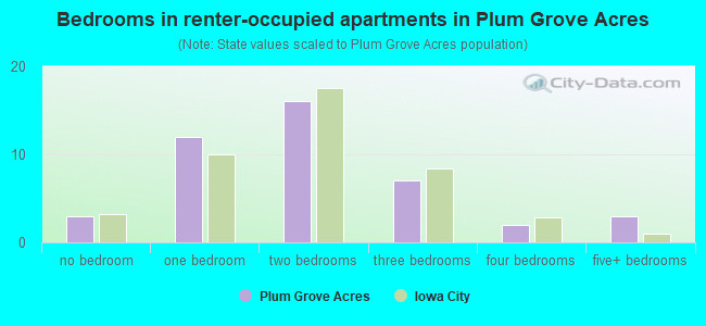 Bedrooms in renter-occupied apartments in Plum Grove Acres