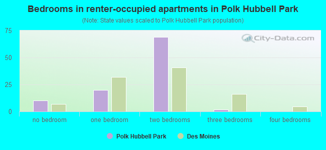 Bedrooms in renter-occupied apartments in Polk  Hubbell Park