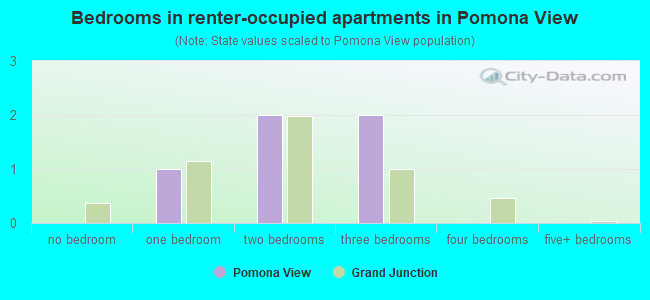 Bedrooms in renter-occupied apartments in Pomona View