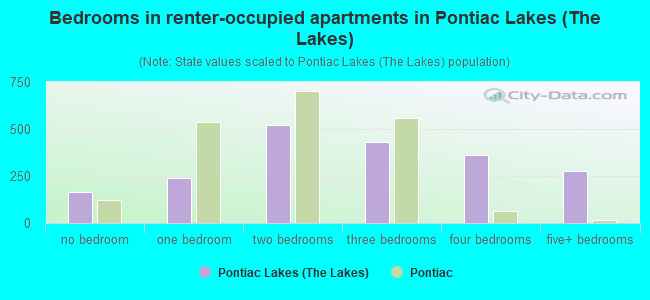 Bedrooms in renter-occupied apartments in Pontiac Lakes (The Lakes)