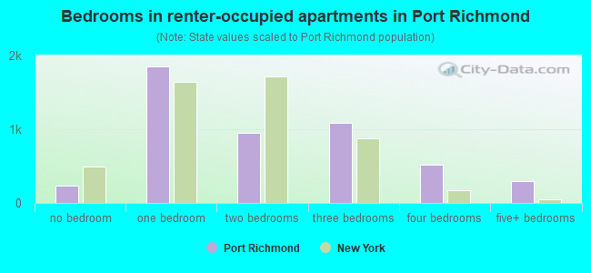 Bedrooms in renter-occupied apartments in Port Richmond