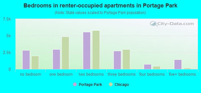 Bedrooms in renter-occupied apartments in Portage Park