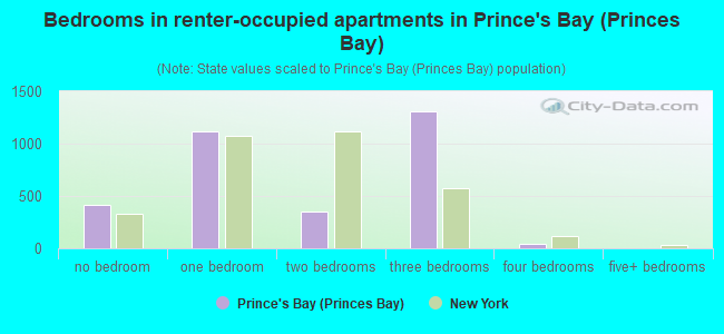 Bedrooms in renter-occupied apartments in Prince's Bay (Princes Bay)