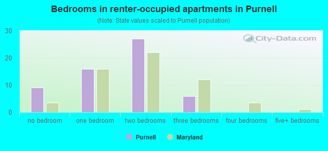 Bedrooms in renter-occupied apartments in Purnell