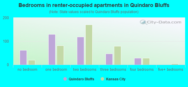 Bedrooms in renter-occupied apartments in Quindaro Bluffs