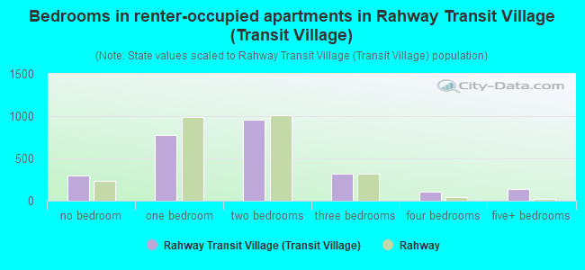 Bedrooms in renter-occupied apartments in Rahway Transit Village (Transit Village)