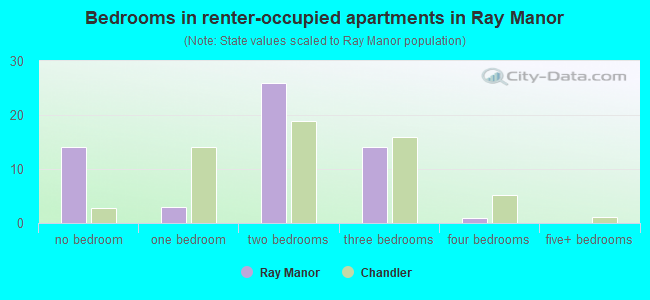 Bedrooms in renter-occupied apartments in Ray Manor