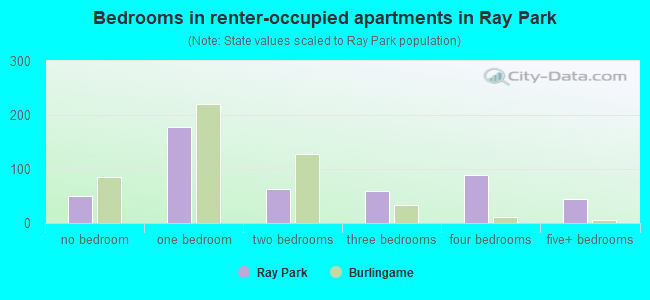 Bedrooms in renter-occupied apartments in Ray Park