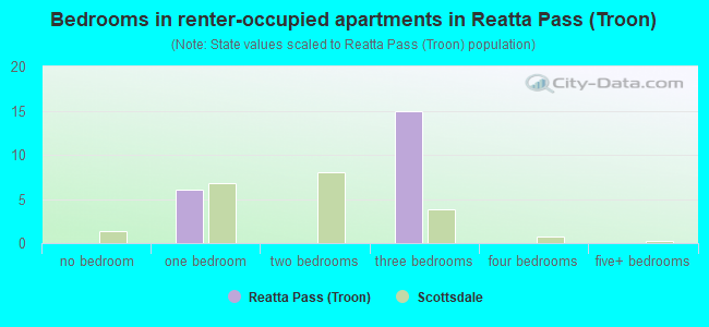 Bedrooms in renter-occupied apartments in Reatta Pass (Troon)