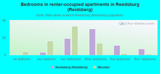 Bedrooms in renter-occupied apartments in Reedsburg (Reidsberg)