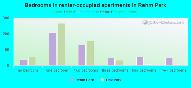 Bedrooms in renter-occupied apartments in Rehm Park
