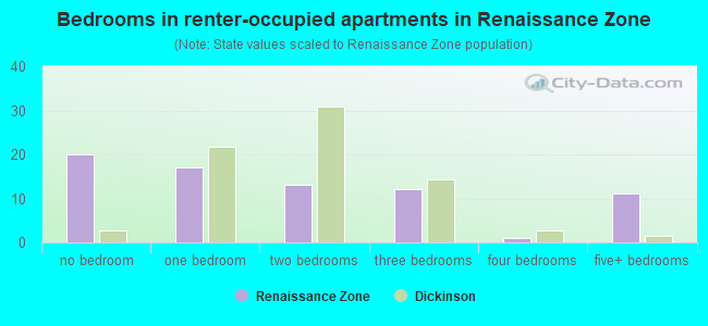 Bedrooms in renter-occupied apartments in Renaissance Zone