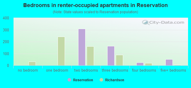 Bedrooms in renter-occupied apartments in Reservation