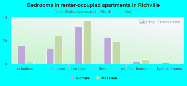 Bedrooms in renter-occupied apartments in Richville