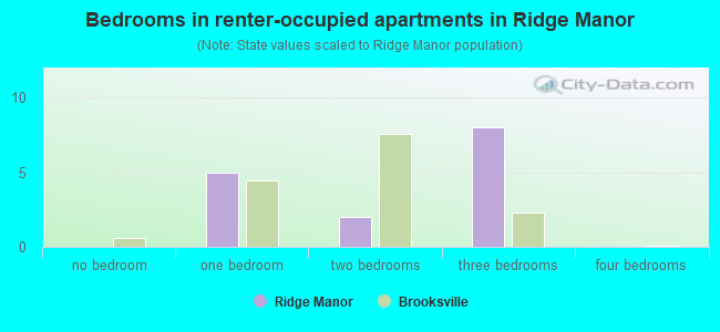 Bedrooms in renter-occupied apartments in Ridge Manor