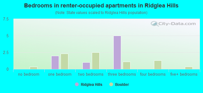 Bedrooms in renter-occupied apartments in Ridglea Hills